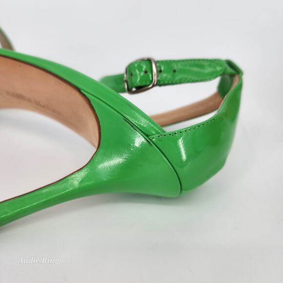 Manolo Blahnik Green Patent Leather Ankle Strap Sandals 37.5 (US 7–7.5) - Picture 13 of 16